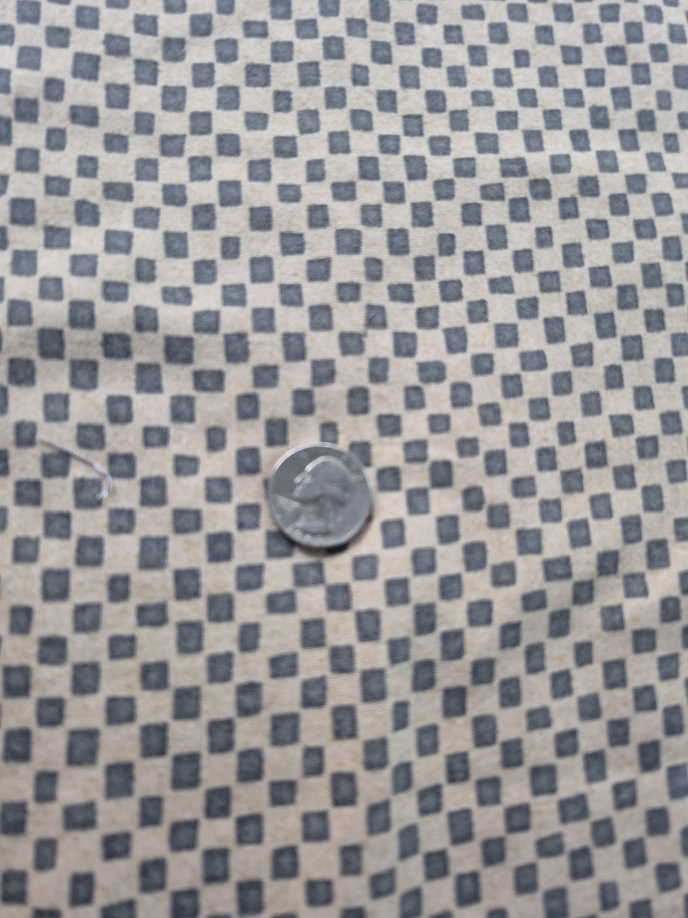 Black and Beige Check Cotton Fabric 1 3/4 Yards Spectrix Quilting Sewing Crafts